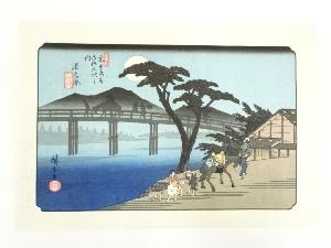 歌川広重・渓斎英泉　木曽街道六十九次　長久保　手摺浮世絵木版画